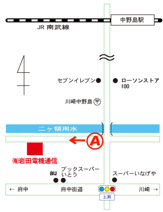 岩田電機通信への地図